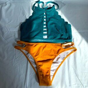 High Neck Swim Bikini Set with Cut Outs